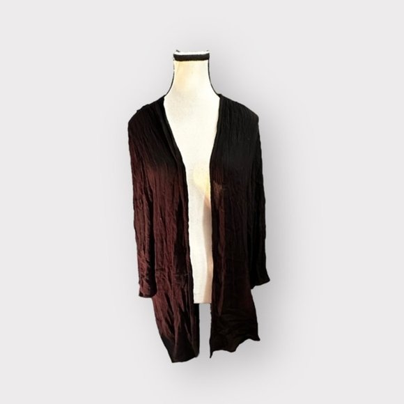 Host Pick Women’s Torrid 1 Black Crinkle Gauze Crochet Lace Inset Kimono 1X 1XL - Picture 4 of 14